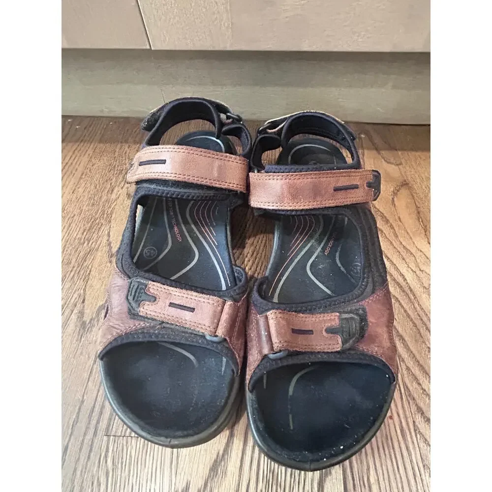 ECCO Offroad Yucatan Men Brown Leather Hiking Sport Sandals Size EU 45 US 11